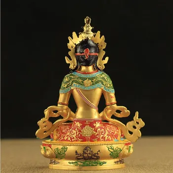 Speciální nabídka rodinných DOMŮ TOP účinná Ochrana Tibetského Buddhismu Dlouhověkost Buddha Malované vícebarevné soše zdarma loď