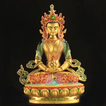 Speciální nabídka rodinných DOMŮ TOP účinná Ochrana Tibetského Buddhismu Dlouhověkost Buddha Malované vícebarevné soše zdarma loď