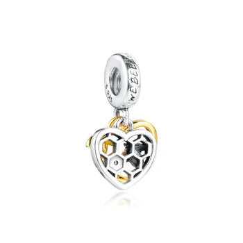 Srdce a Včely Houpat Kouzlo Náramky pro Ženy 925 Sterling Silver Přívěsek Charms pro Šperky New Příjezdu