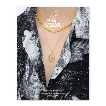 S'STEEL korejské Náhrdelníky Pro Ženy 925 Sterling Silver Řetězce Tulip Flower Zlaté Přívěsky Náhrdelník Colares De Prata 925 Šperky