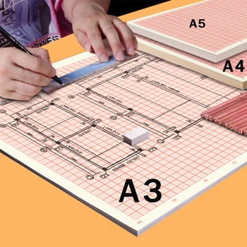 Standardní A4/A3/A2 Výpočet/Graf/Logaritmické/Koordinovat Oranžový Papír Mřížka K-line Kreslení Papír Studenta Vypracování Rukopisu