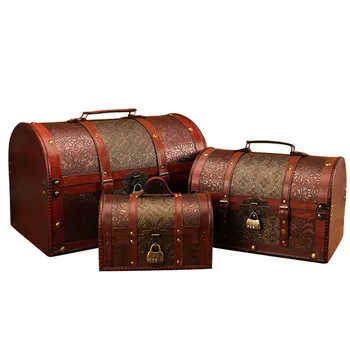 Starožitný Klasické Dřevěné Krabici S Lock Úložný Box Organizátor Pokladnice Ozdoba Domácnosti Vintage Bytové Dekorace Řemesla