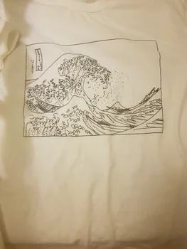 STARQUEEN-JBH Unisex Vintage Fashoin Hokusai Vlna, Osnova T-Shirt Tumblr Grunge Bílé Graphic Tee Roztomilý Letní Topy