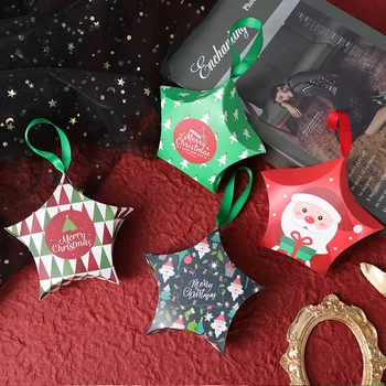 StoBag 10ks Veselé Vánoce Přenosné Papírové Krabice Party Miminko Cookies, Cukroví, Balení Cukrárna Čokoládové Dekorace
