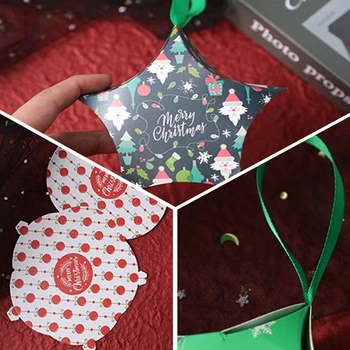 StoBag 10ks Veselé Vánoce Přenosné Papírové Krabice Party Miminko Cookies, Cukroví, Balení Cukrárna Čokoládové Dekorace