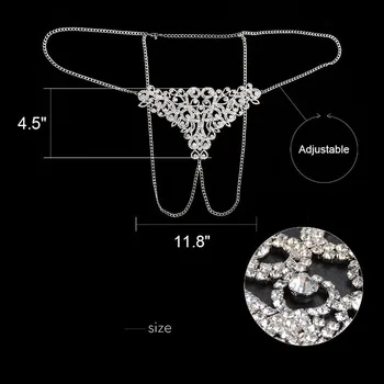 Stonefans Květina Drahokamu Thong Kalhotky Bikiny Šperky pro Ženy, Sexy Tělo Řetězce Crystal spodní Prádlo Řetězce Břišní Pás Šperky