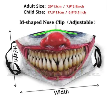 Strašidelný Klaun Maska na Obličej Maska Tkaniny v Pračce DIY Filtr Pm2.5 Dospělých Děti, Pleťovou Masku, Legrační Masky Strašidelné Strašidelné Masky