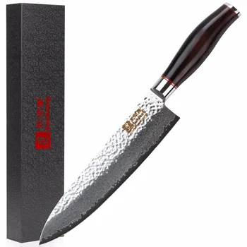 Sunlong Chef Nůž 8 cm Gyuto Japonské VG10 Damašek Oceli kuchyňský nůž, Sekáček Přírodního Ebenového Dřeva Rukojeť