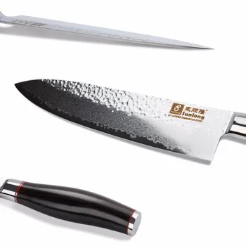Sunlong Chef Nůž 8 cm Gyuto Japonské VG10 Damašek Oceli kuchyňský nůž, Sekáček Přírodního Ebenového Dřeva Rukojeť