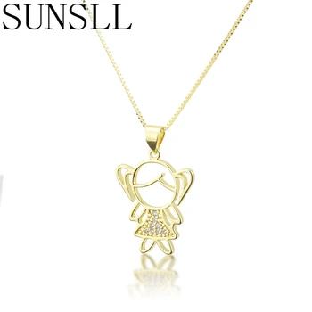 SUNSLL Nové zlaté mědi náhrdelník se Zirkony holka tvar náhrdelník pro ženy / Děti módní party šperky přívěsek náhrdelník