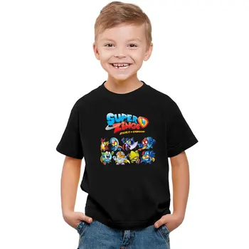 Super Lavera Série 4 Dítě Chlapci T-Košile Superzings Tisku Černé Tričko Děti Děti Tees Letní Bavlněné Dívky Topy 2-10T Oblečení