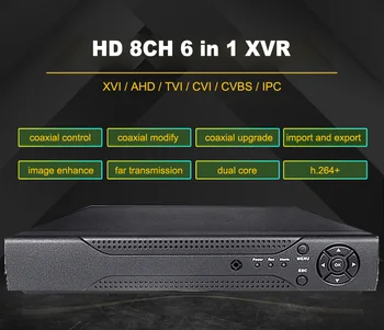 Super Nové 8CH XVI/AHD DVR HD 1080P Video Rekordér H. 264+ CCTV Kamery Onvif Sítě 8 Kanálový IP NVR Multilanguage S Alarmem
