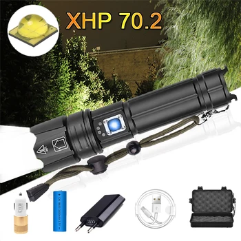 Super Světlé XHP70.2 LED Svítilna 26650 Baterky XLamp XHP50 USB Dobíjecí Taktické Světlo použití 18650 Pochodeň Zoom