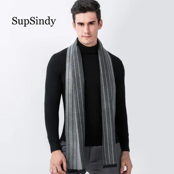 SupSindy Zimní šátek muži Vintage Měkké oboustranné Pruhované šály luxusní šál v Teple cashmere módní Akryl Neformální muž šátek