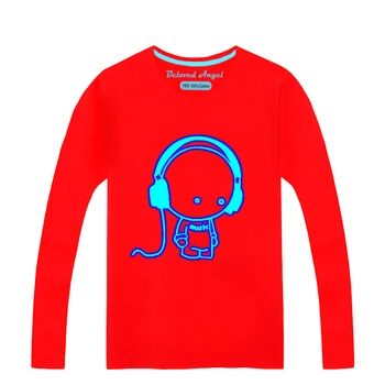 Světelný Chlapci Dlouhý Rukáv T Košile Děti Černá Červená Modrá Barva T-shirt Bavlna 3-15T Děti Oblečení, Baby Holky, Topy Tees Oblečení