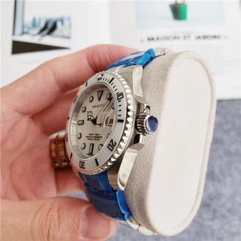 Světelný náramkové hodinky Švýcarské luxusní značky přizpůsobit logo Bílá voda ghost Automatické mechanické hodinky Kvalitní AAA Nerezové oceli