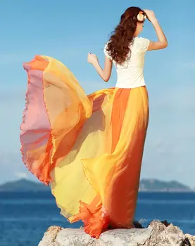 Swing víla kouzlo barev vytírání hrudníku zabalené šifon sukně plus velikosti Ženy Letní Dámské sukně