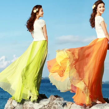 Swing víla kouzlo barev vytírání hrudníku zabalené šifon sukně plus velikosti Ženy Letní Dámské sukně