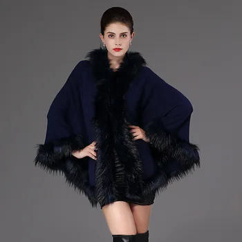 SWONCO ponča a pláštěnky umělé kožešiny kabát cape ženy 2019 zimní kabát pro ženy poncho cape bunda s kapucí srst cape pončo