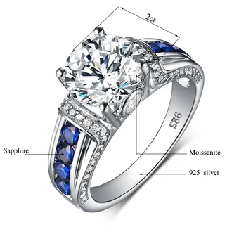 Szjinao Unikátní Silver 925 Prsten Ženy Věčnost Moissanite Diamant Prsten 2ct D Barva VVS1 Svatební Zásnubní Šperky Dárek, Ženská