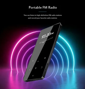 T06 Bluetooth Lossless MP3 MP4 Přehrávač Přenosný hi-fi přehrávač Walkman Touch Klíč s FM Rádio Rekordér MP4 Hudební Přehrávač, hi-fi Přehrávač