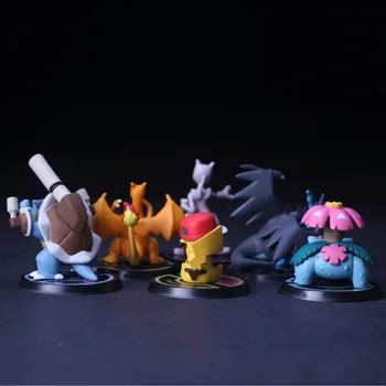 TAKARA TOMY Pokemon 6ks/set Pikachu, Mewtwo Charizard Venusaur Blastoise Anime PVC Model Obrázek Hračky