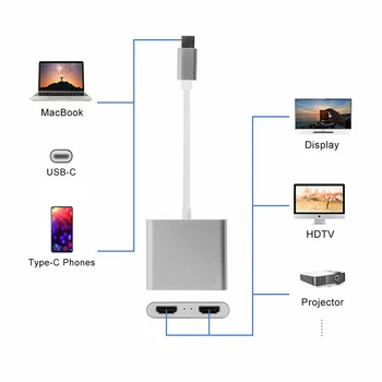 Tebe USB C HUB Dual HDMI Adaptér MacBook/Air Dokovací Stanice USB Typ C Hub 4K HDMI Converter