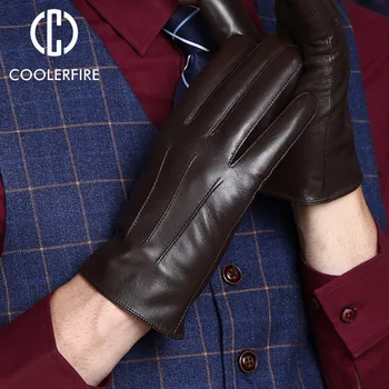 Teplé zimní pánské rukavice ,Pravá Kůže,Černé kožené rukavice,mužské kožené rukavice,zimní rukavice, muži, doprava Zdarma ST008