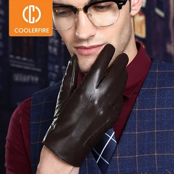 Teplé zimní pánské rukavice ,Pravá Kůže,Černé kožené rukavice,mužské kožené rukavice,zimní rukavice, muži, doprava Zdarma ST008