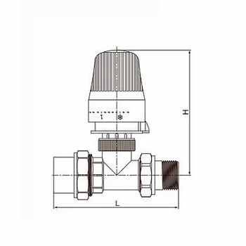 Termostat radiátoru regulační ventil mosaz 2 způsob, rovný typ 1/2