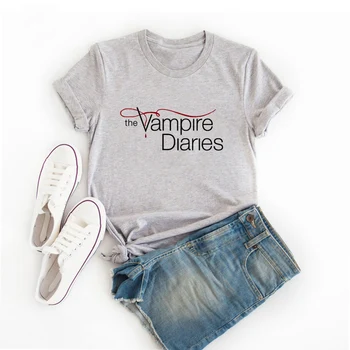 The Vampire Diaries T Shirt Ženy Muži Bavlna Krátký Rukáv Graphic Tee Shirt Femme Harajuku Oversize trička, Dámské Letní Topy