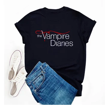 The Vampire Diaries T Shirt Ženy Muži Bavlna Krátký Rukáv Graphic Tee Shirt Femme Harajuku Oversize trička, Dámské Letní Topy