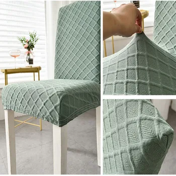 Tlusté Jídelna Židle Kryt Plná Barva 3D Reliéfní Pruhované Mříž rovince Židle Kryt Spandex Funda Silla Comedor