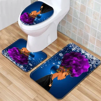 Toaletní sedadla Kryt Sada 3ks 3D Dřeva, Obilí Koupelna Podlahová Rohož Fannel Vzor Dekorace Absorpce Vody Anti-slip Koberec