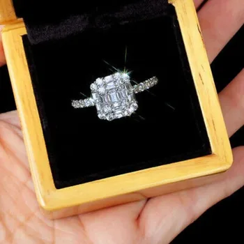 Top Prodej Vysoce Kvalitní Luxusní Šperky 925 Sterling Silver T Princezna Vyjmout 5A Zirkony Ženy svatební Svatební Prsten, Dárek