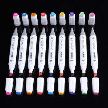 TouchFive Marker Pen 30/40/60/80/168 Barvy, Štětce, pera Alkoholické bázi inkoustu, Art Marker Pro Manga Dual Čele Sketch Markery
