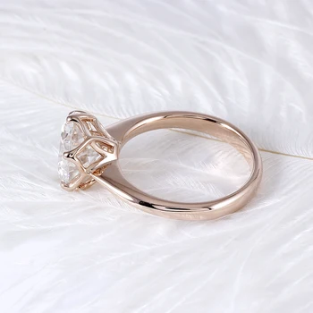 Transgems 14K Rose Gold 3ct 9mm F Barva Solitaire Moissanite Zásnubní Prsten pro Ženy Svatební Dar Růžové Zlato dámský Prstýnek