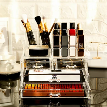 Transparentní Akrylové Make-up Organizátor Úložné Boxy, Aby Se Rakev pro Kosmetiku, Kartáč Šperky Zásuvky, Krabice, Kontejner, Kosmetický