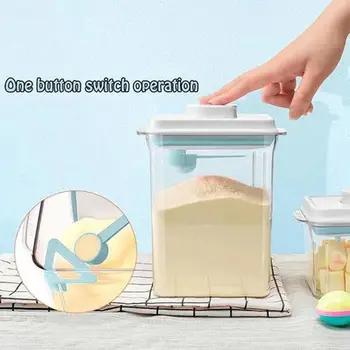 Transparentní Skladování Potravin Nádoby Uzavřené Mléko Box Obilovin Matice Nádoby Kuchyňské Sortiment Potravin Úložný Box Tlačítko Design