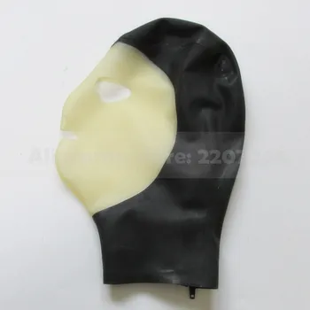 Transparentní tvář latexové masky kukly gumové čepice ručně kapuce pro patry zadní zip RLM225