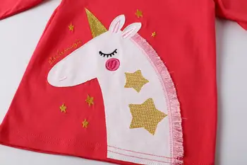 Trochu maven 2-7Years Podzim Unicorn Batolit Dívky Dlouhý Rukáv Topy Rose Shirt Děti Děti Baby Girl Trička Podzim Oblečení