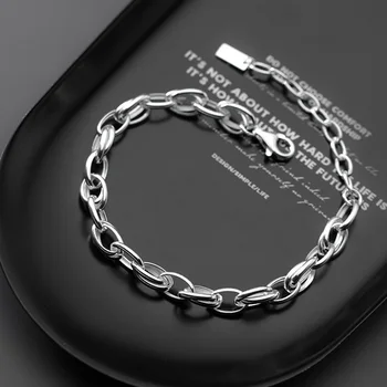 Trustdavis Luxusní 925 Sterling Silver Módní 2021 Sladké Jednoduché Elipsy Řetězce Náramek Pro Ženy, Svatební Fajn S925 Šperky DB086