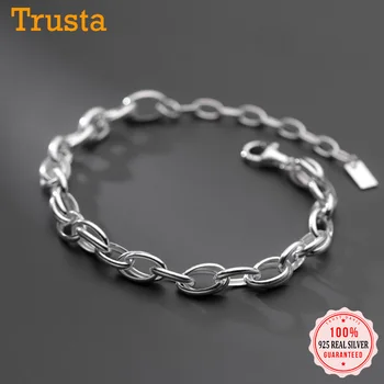 Trustdavis Luxusní 925 Sterling Silver Módní 2021 Sladké Jednoduché Elipsy Řetězce Náramek Pro Ženy, Svatební Fajn S925 Šperky DB086