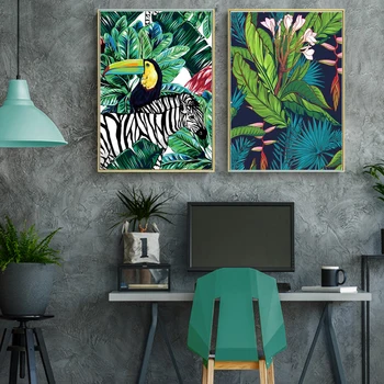 Tukan flamingo tiger lesních zvířat wall art malířské plátno nordic plakát a otisky obývací pokoj obrázek nástěnné domácí dekoraci