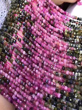 Turmalín volné korálky barva Přechodu náměstí, tváří, 4-4.5 mm přírodě pro výrobu šperků náhrdelník 14inch FPPJ velkoobchod