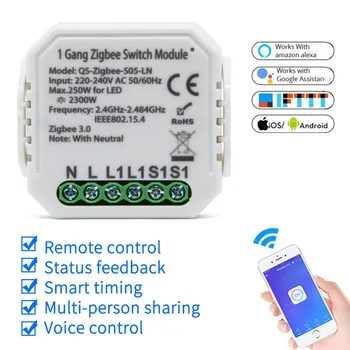 Tuya Zigbee S05-V Inteligentní DIY WiFi Switch Modul EU 220V 1 Bezdrátový Vypínač Podpora Pro Alexa Google HOT