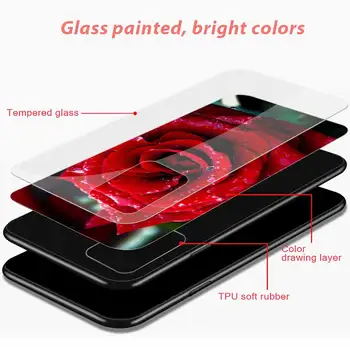 Tvrzeného Skla Telefon Pouzdro Pro Samsung Galaxy A51 A71 A50 A70 A21s A31 A41 A30 A40 A10 A20 Červené Růže Květ Zadní Kryt Coque Capa