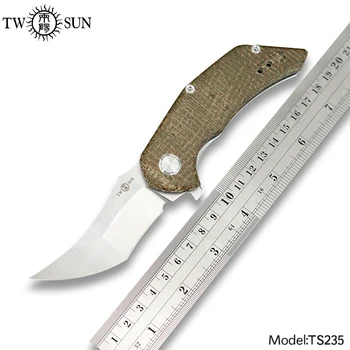 TWOSUN Nože 14C28N Blade Skládací Kapesní Nůž Taktický Přežití Nůž Camping Outdoor Lovecké Nástroje EDC Micarta Rychle Otevřít TS235