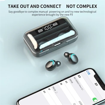 TWS Bezdrátová Sluchátka, Bluetooth Sluchátka, 5.0 9D Bass Stereofonní vodotěsná Sluchátka Headset Handsfree S Mikrofonem Nabíjení Případ