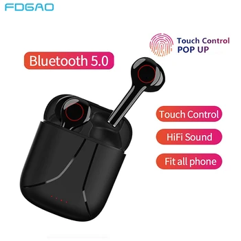 TWS Bluetooth 5.0 Sluchátka s Mikrofonem, Dotykové Ovládání Bezdrátová Sluchátka Headset Sportovní Vodotěsné Hudební Sluchátka Pro Telefon